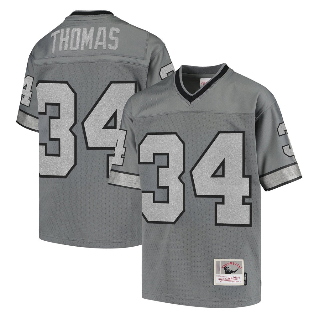 B.Bills #34 Thurman Thomas Player Gray Throwback Replica Odoa Stitched Jerseys