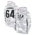 C.Bengals #64 Ted Karras Player Arctic Camo Salute to Service Pullover Hoodie Limited Odoa Stitched Jerseys