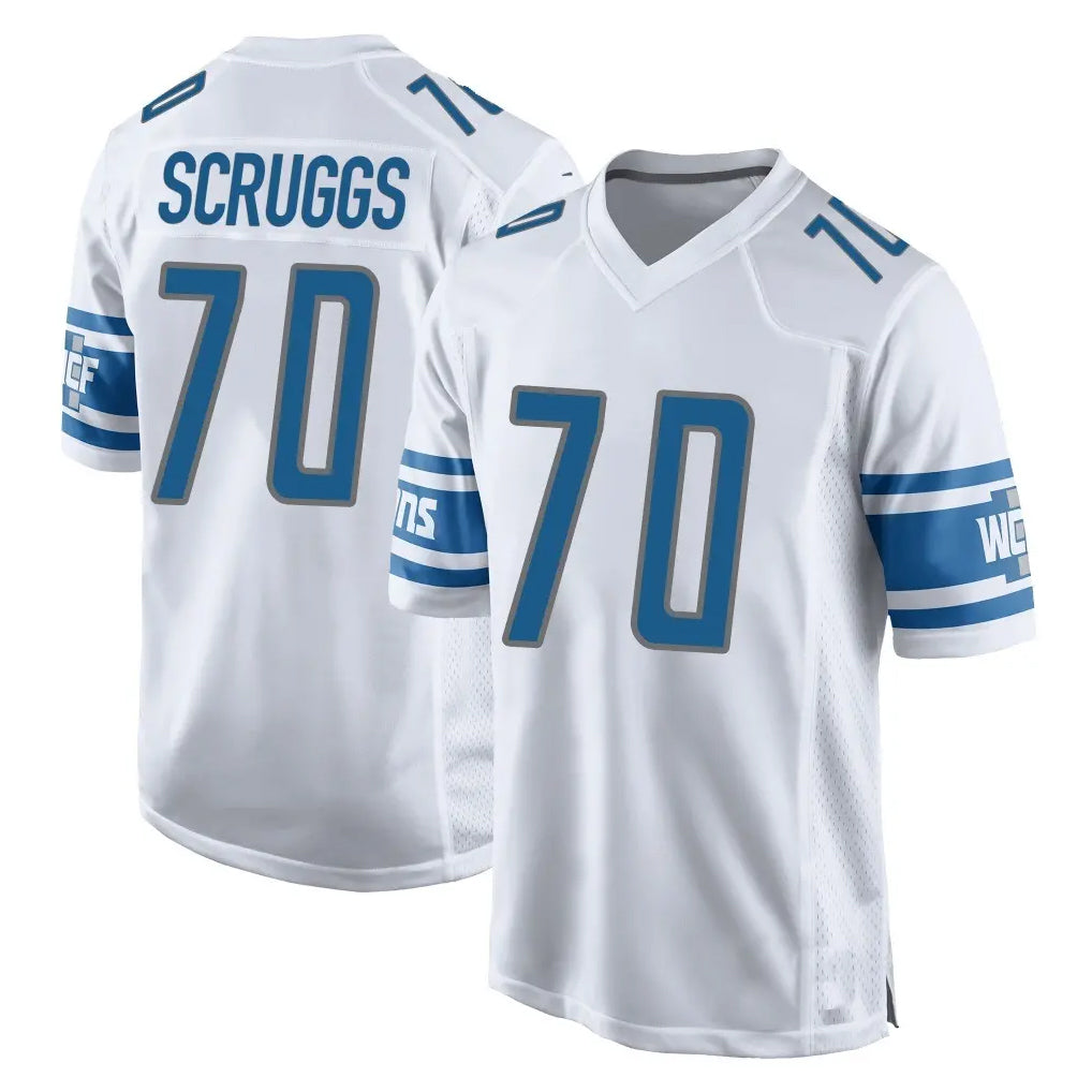 D.Lions #70 Juice Scruggs Player White Home Game Odoa Stitched Jerseys