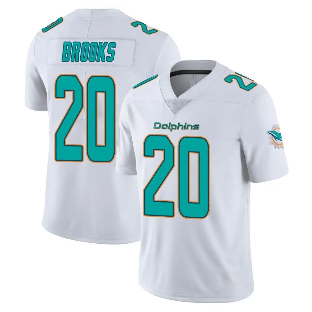 M.Dolphins #20 Jordyn Brooks Player White Limited Vapor Untouchable Home Game Odoa Stitched Jerseys