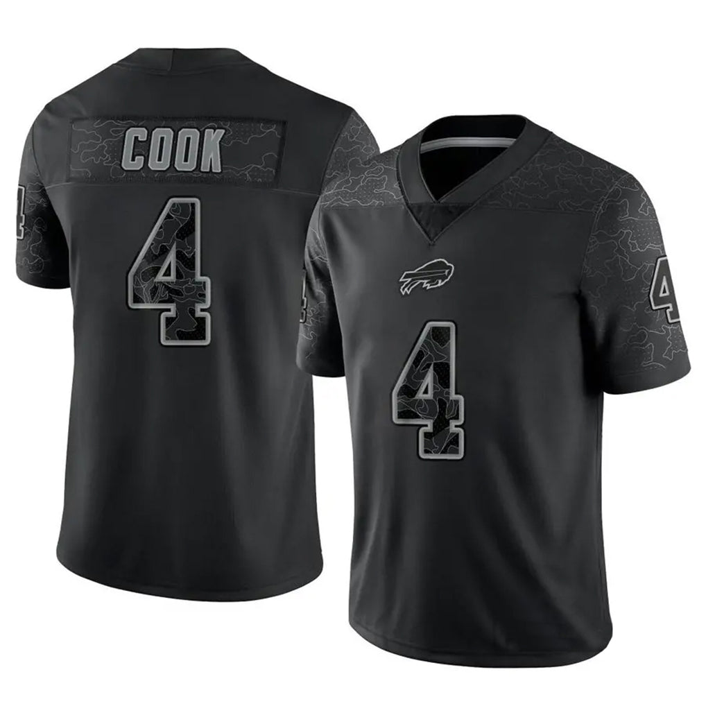 B.Bills #4 James Cook III Player Black RFLCTV Limited Odoa Stitched Jerseys