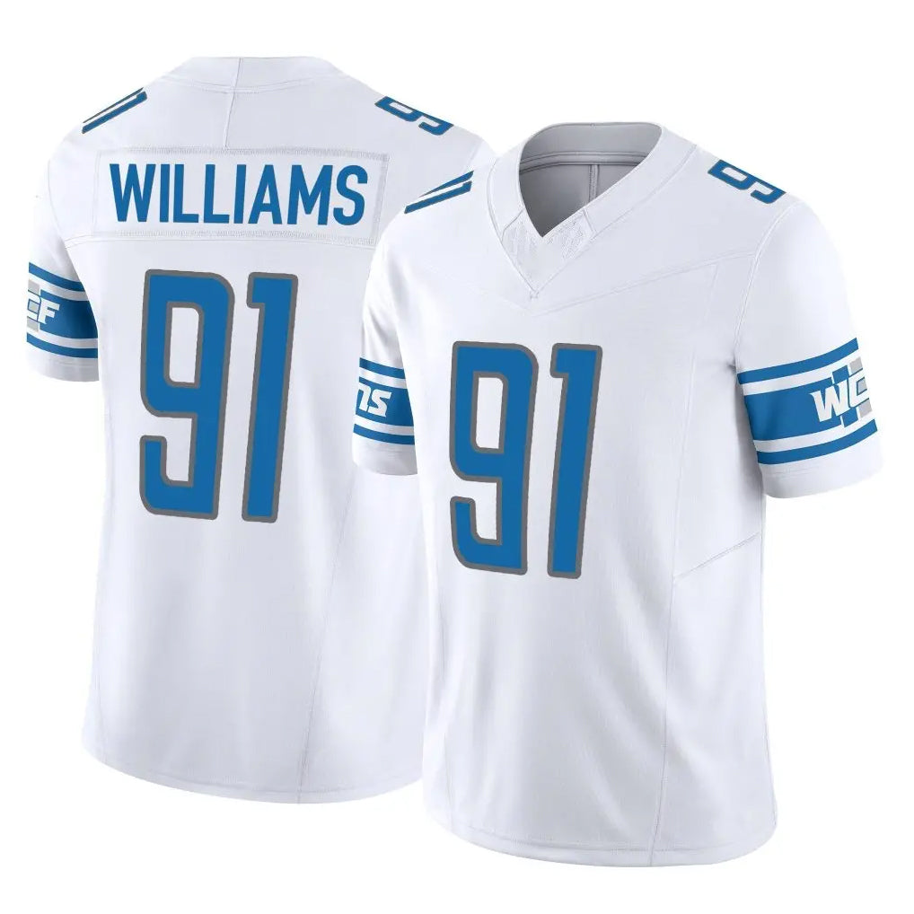 D.Lions #91 Tyleik Williams Player White Vapor F.U.S.E. Limited Home Game Odoa Stitched Jerseys