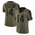 M.Vikings #14 Jauan Jennings Player Olive Salute To Service Limited Game Odoa Stitched Jerseys
