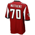 A.Falcons #70 Jake Matthews Player Red Game Odoa Stitched Jerseys