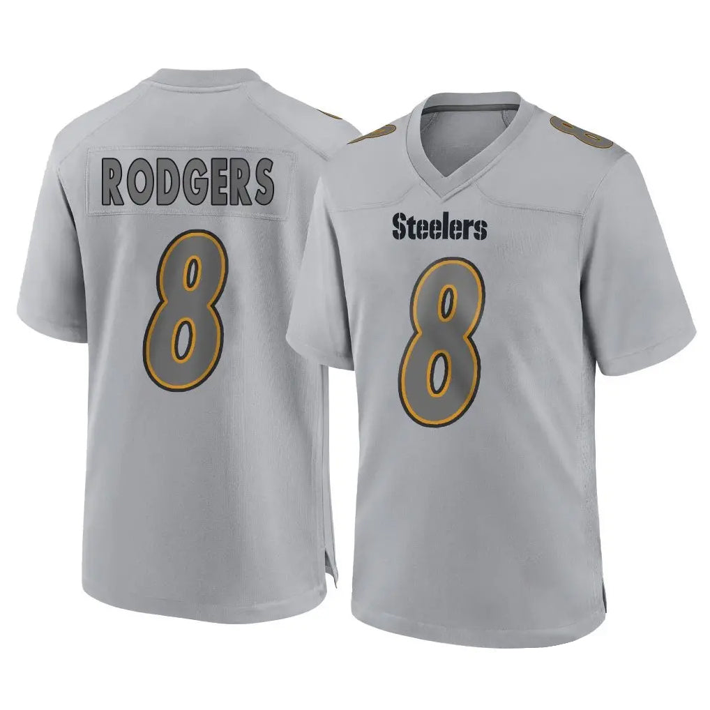 P.Steelers #8 Aaron Rodgers Player Gray Atmosphere Fashion Home Game Odoa Stitched Jerseys