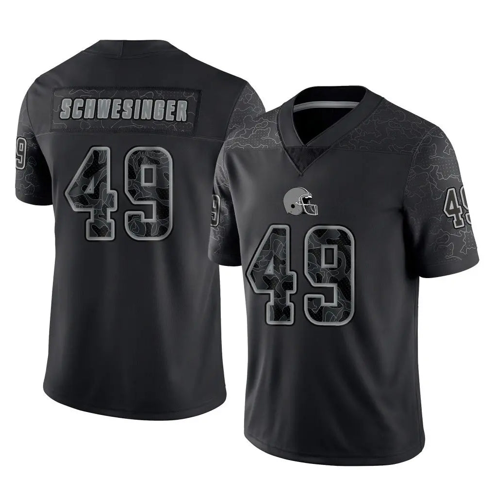 C.Browns #49 Carson Schwesinger Player Black Reflective Home Game Odoa Stitched Jerseys