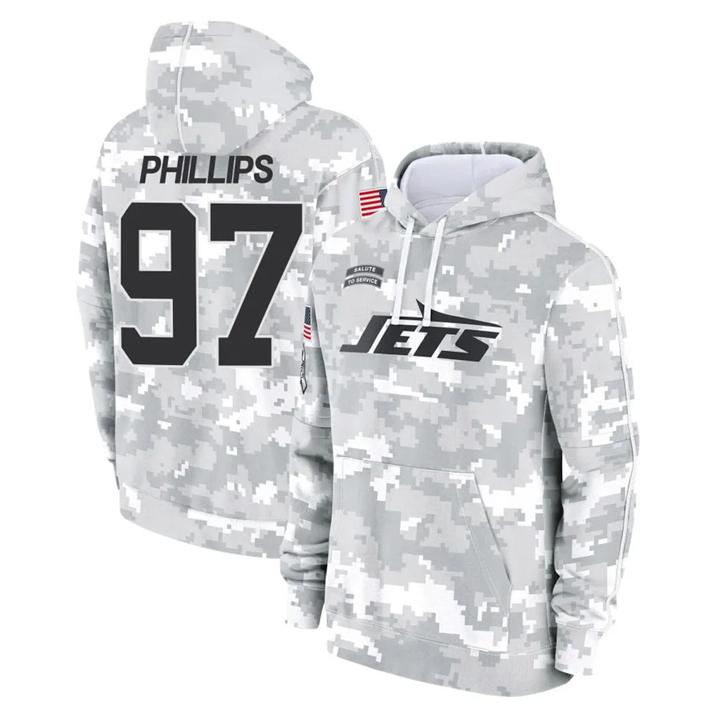 NY.Jets #97 Harrison Phillips Player Arctic Camo Salute to Service Pullover Hoodies Limited Game Odoa Stitched Jerseys