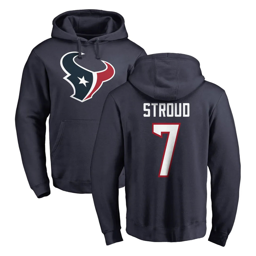 H.Texans #7 CJ Stroud Player Navy Pro Line Pullover Hoodie Limited Game Odoa Stitched Jerseys