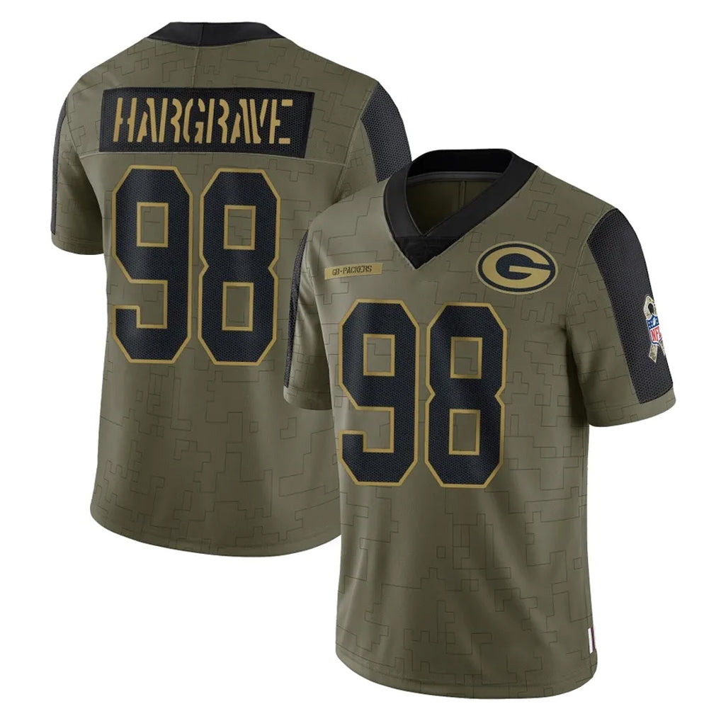 GB.Packers #98 Javon Hargrave Player Olive Salute To Service Limited Game Odoa Stitched Jerseys