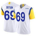 LA.Rams #69 Kevin Dotson Player White Limited Vapor F.U.S.E. Home Game Odoa Stitched Jerseys