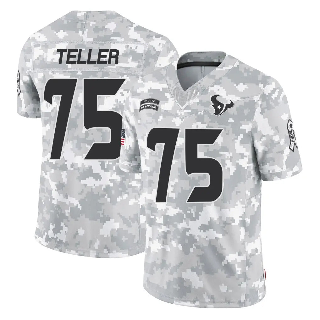 H.Texans #75 Wyatt Teller Player Arctic Camo Salute To Service Limited Game Odoa Stitched Jerseys