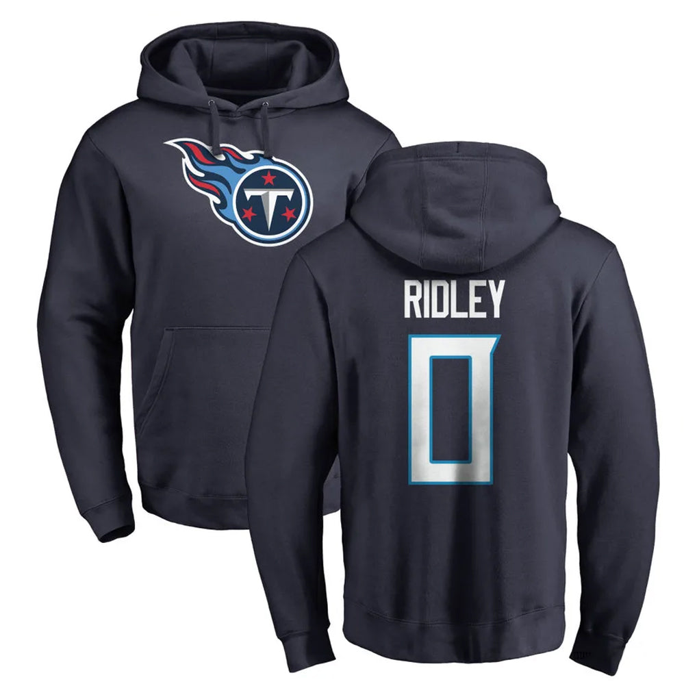 T.Titans #0 Calvin Ridley Player Navy Logo Pullover Hoodies Home Game Odoa Stitched Jerseys