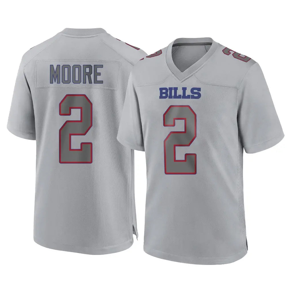 B.Bills #2 DJ Moore Player Gray Home Game Odoa Stitched Jerseys