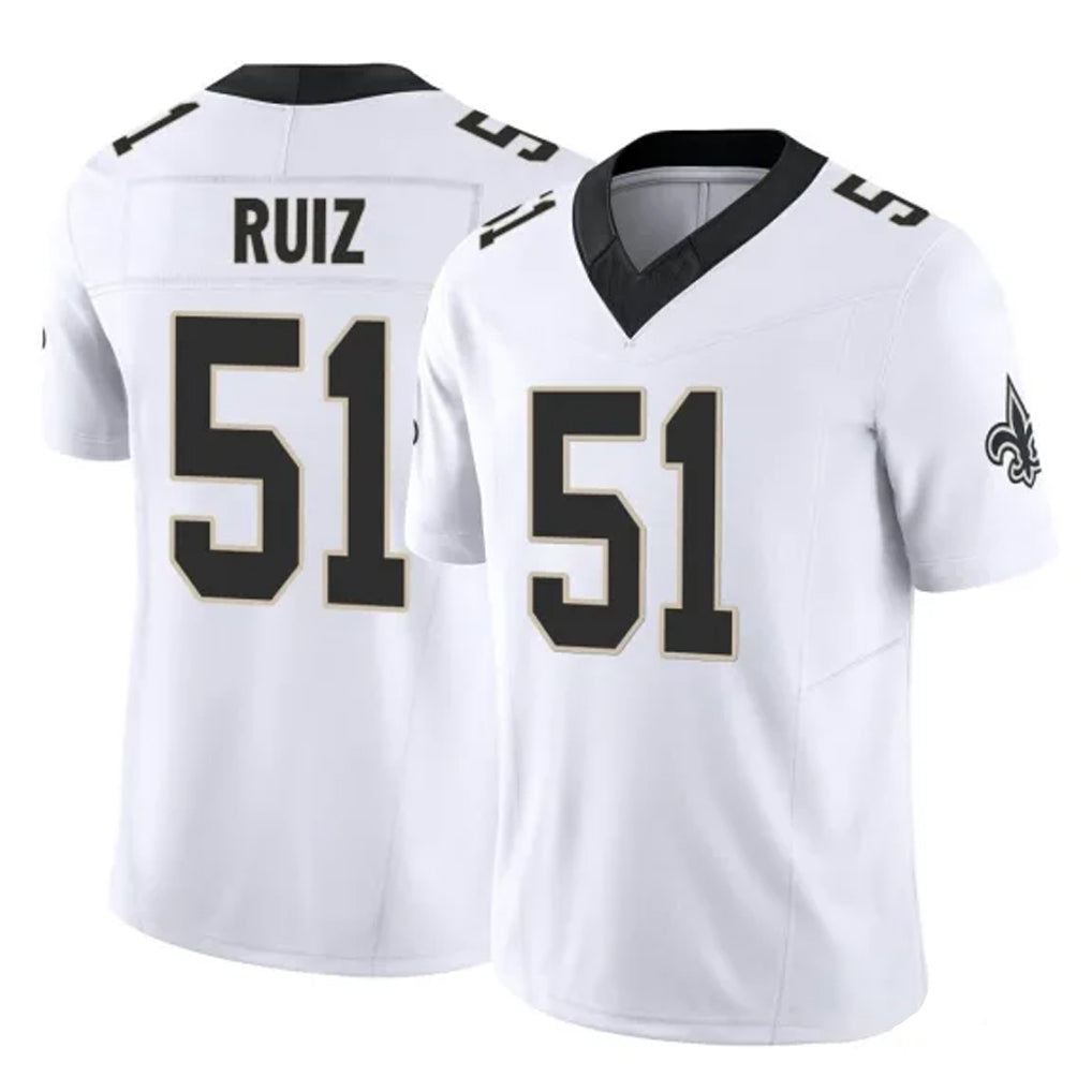 NO.Saints #51 Cesar Ruiz Player White Limited Vapor F.U.S.E. Home Game Odoa Stitched Jerseys