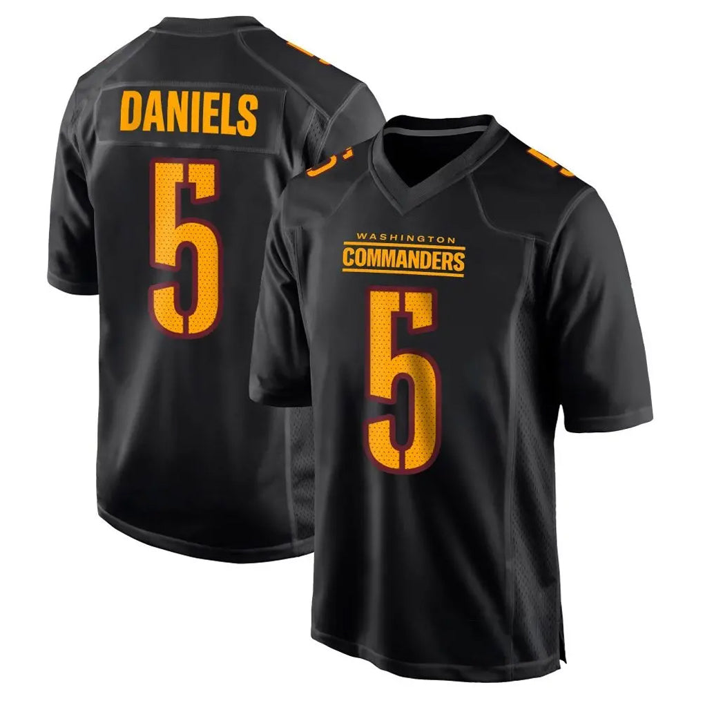 W.Commanders #5 Jayden Daniels Player Black Carbon Fashion Home Game Odoa Stitched Jerseys
