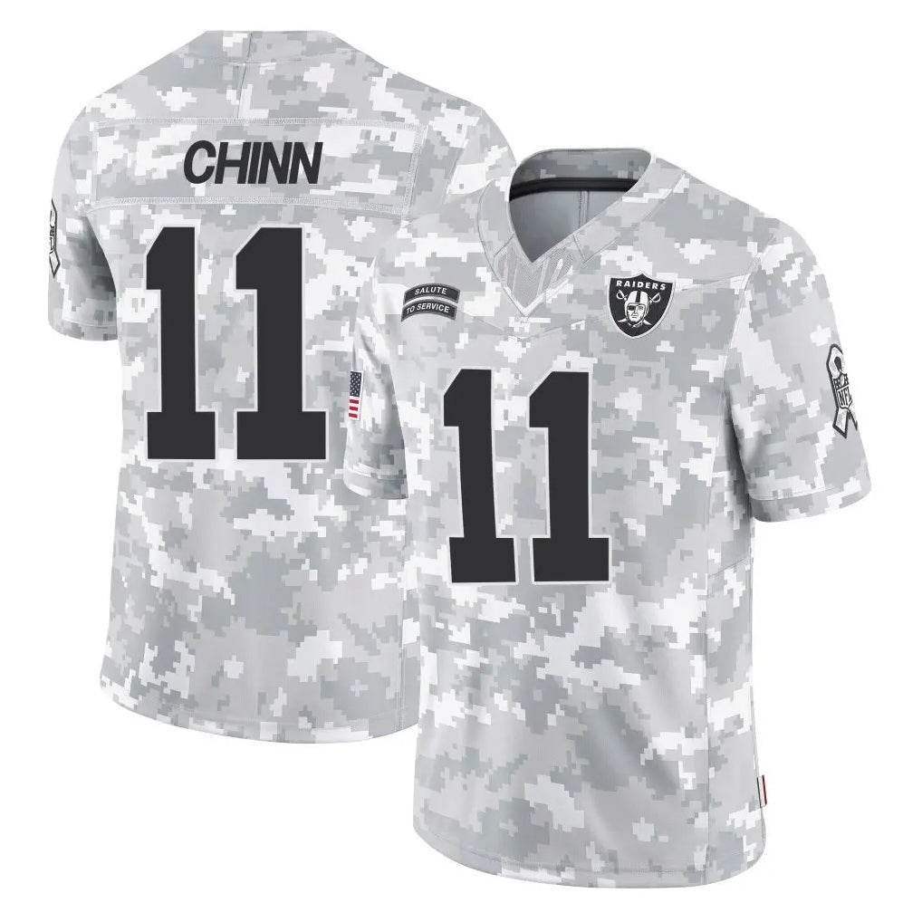 LV.Raiders #11 Jeremy Chinn Player Arctic Camo Salute To Service Limited Game Odoa Stitched Jerseys