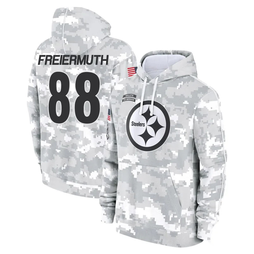 P.Steelers #88 Pat Freiermuth Player Arctic Camo Limited Salute to Service Pullover Hoodies Game Odoa Stitched Jerseys