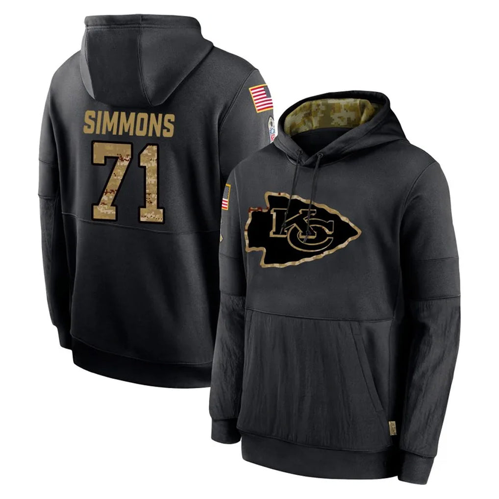 KC.Chiefs #71 Josh Simmons Player Black Salute to Service Hoodies Limited Game Odoa Stitched Jerseys