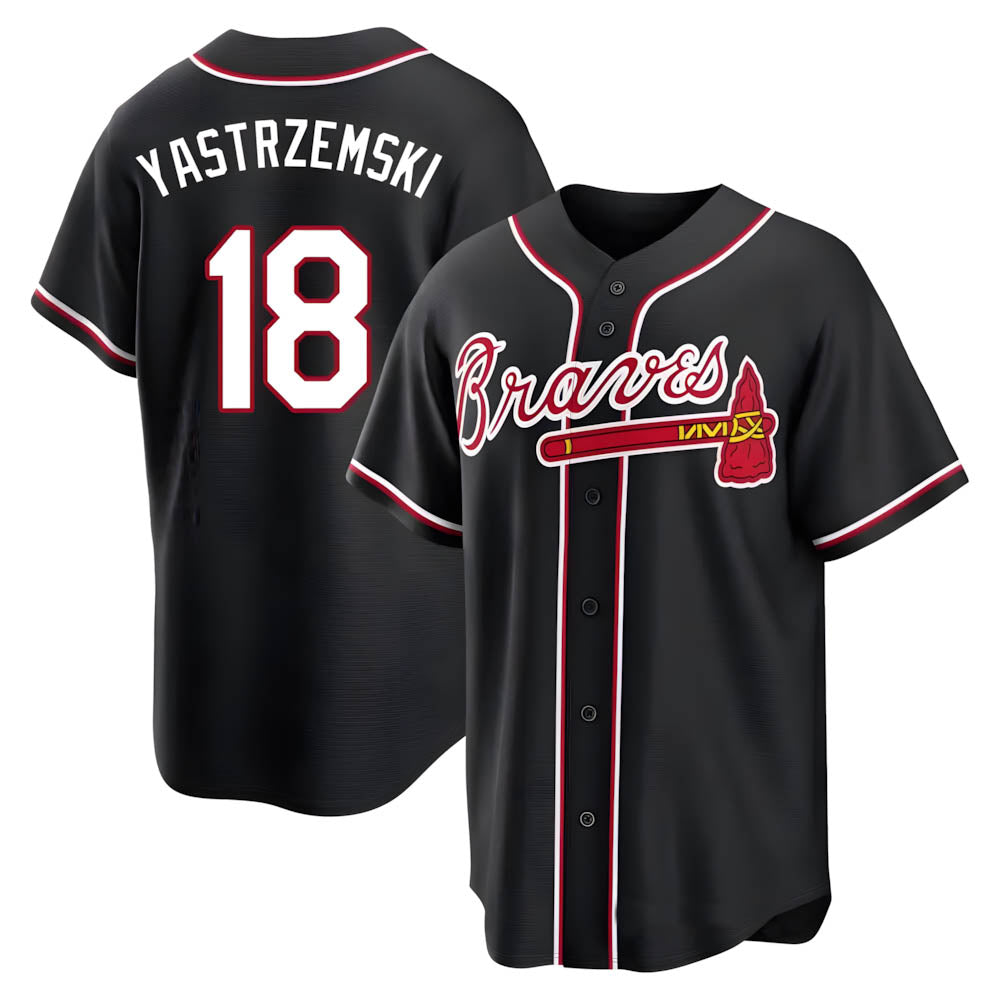 Odoa A.Braves #18 Mike Yastrzemski player Black Replica Fashion Out Stitched Jerseys