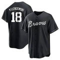 Odoa A.Braves #18 Mike Yastrzemski player Black&White Replica Stitched Jerseys