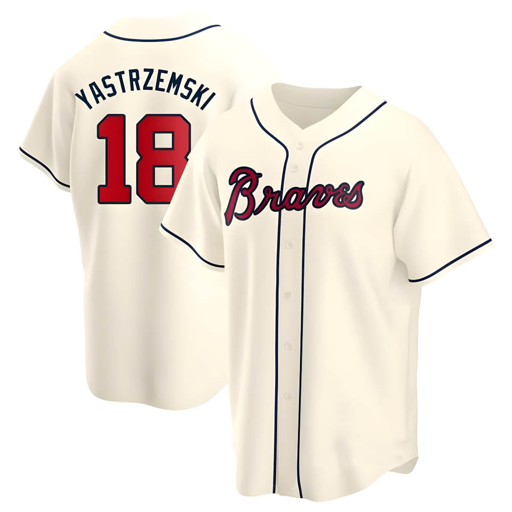 Odoa A.Braves #18 Mike Yastrzemski player Cream Replica Alternate Stitched Jerseys