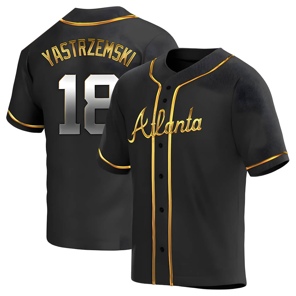 Odoa A.Braves #18 Mike Yastrzemski player Gold Replica Black en Alternate Stitched Jerseys