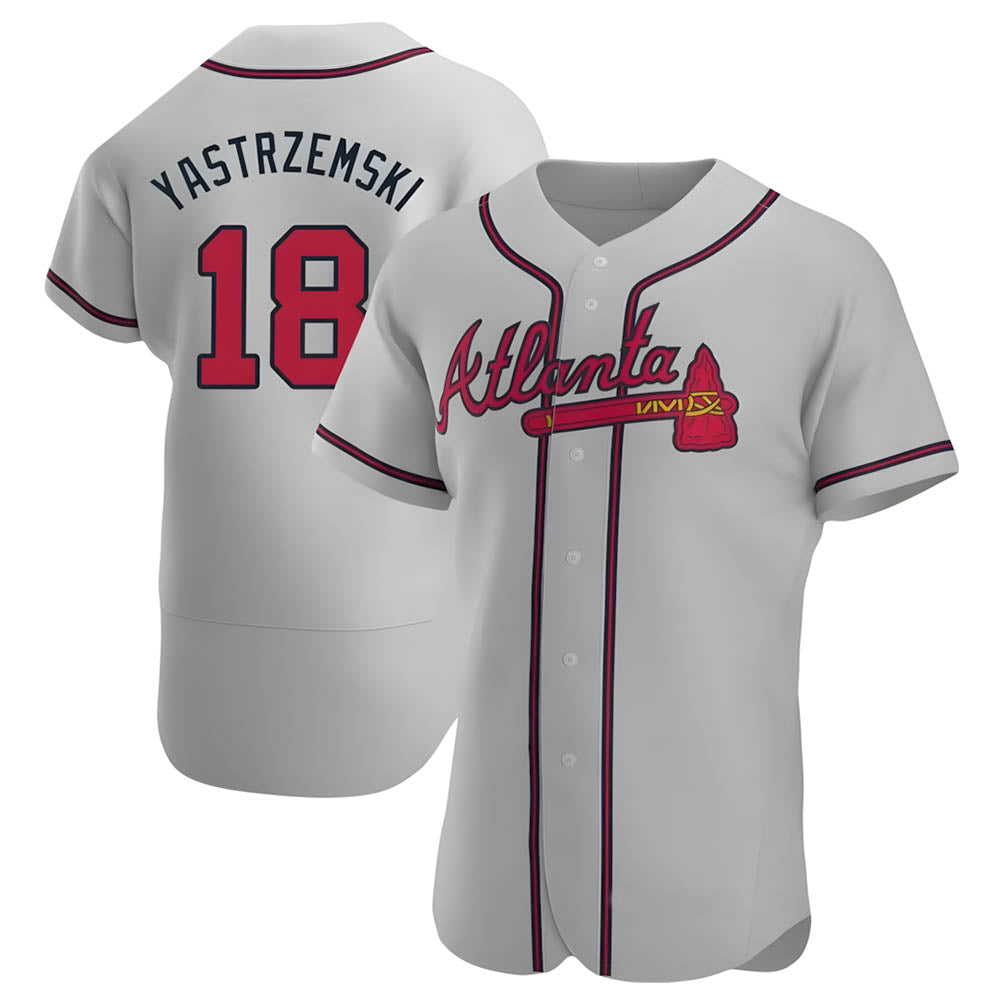 Odoa A.Braves #18 Mike Yastrzemski player Gray Authentic Road Stitched Jerseys