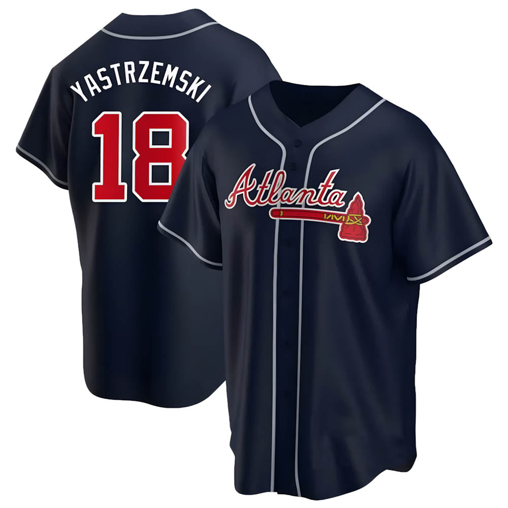 Odoa A.Braves #18 Mike Yastrzemski player Navy Replica Alternate Stitched Jerseys