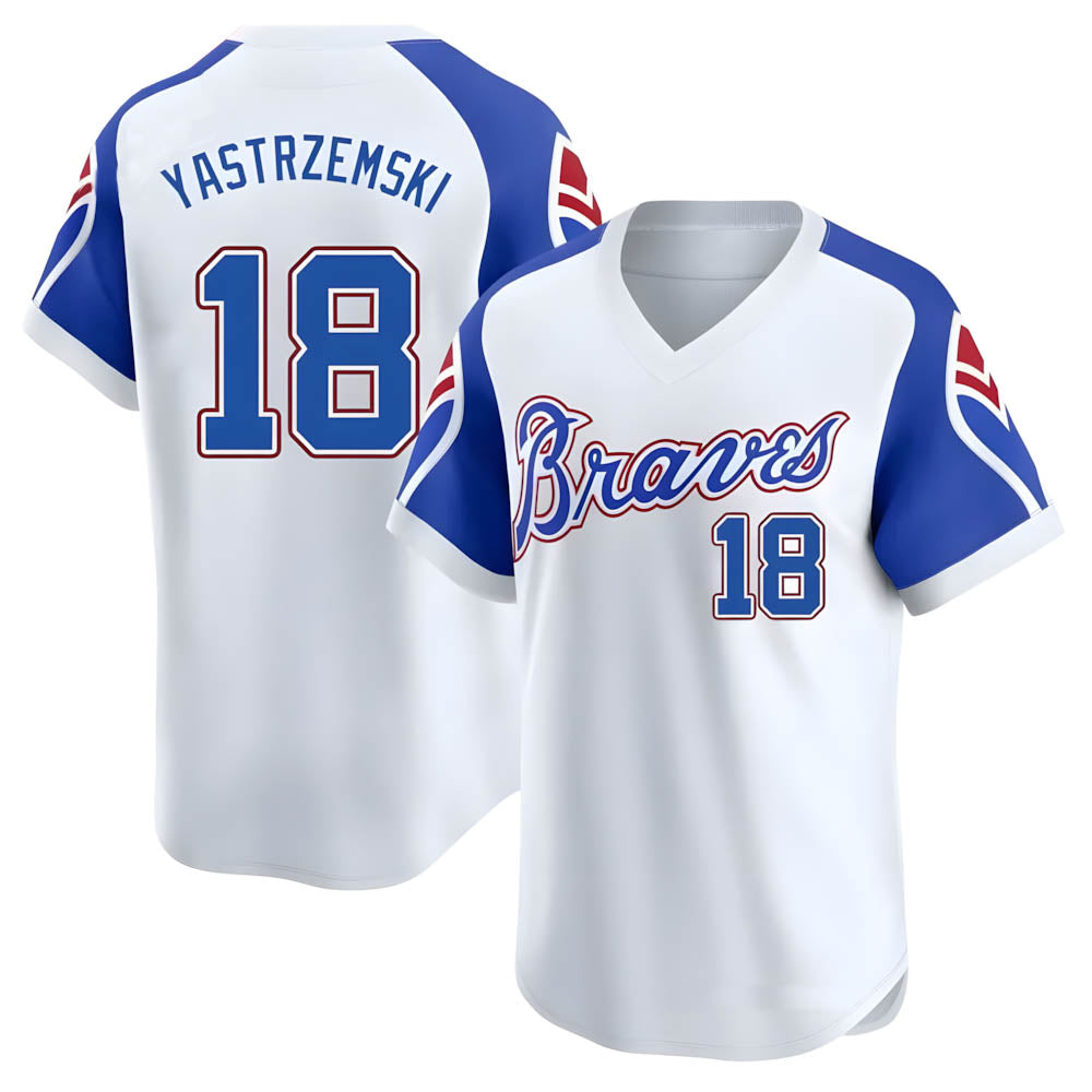 Odoa A.Braves #18 Mike Yastrzemski player White Limited Throwback Cooperstown Collection Stitched Jerseys