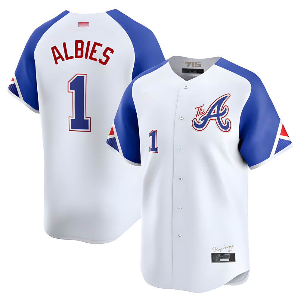 Odoa A.Braves #1 Ozzie Albies Player Blue City Connect Stitched Jerseys