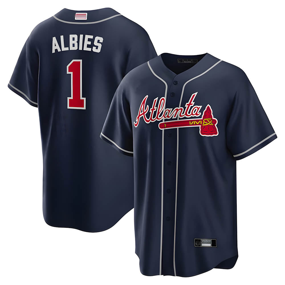Odoa A.Braves #1 Ozzie Albies Player Navy Alternate Stitched Jerseys