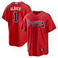 Odoa A.Braves #1 Ozzie Albies Player Red Alternate Stitched Jerseys