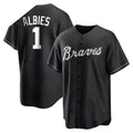 Odoa A.Braves #1 Ozzie Albies Player Black&White Replica Stitched Jerseys