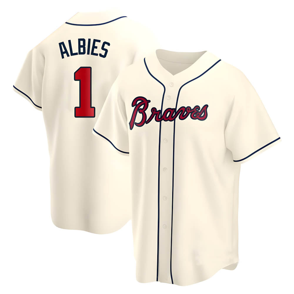 Odoa A.Braves #1 Ozzie Albies Player Cream Replica Alternate Stitched Jerseys