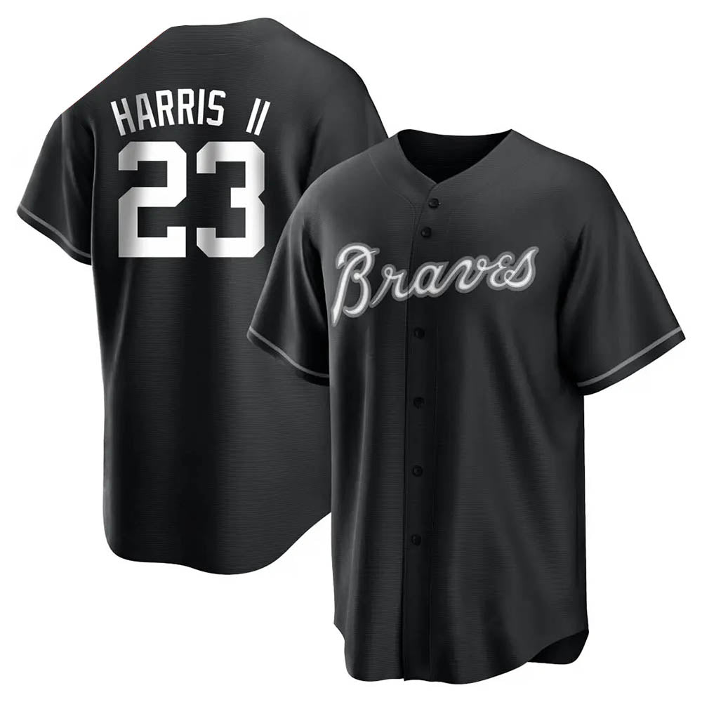 Odoa A.Braves #23 Michael Harris II player Black&White Replica Stitched Jerseys