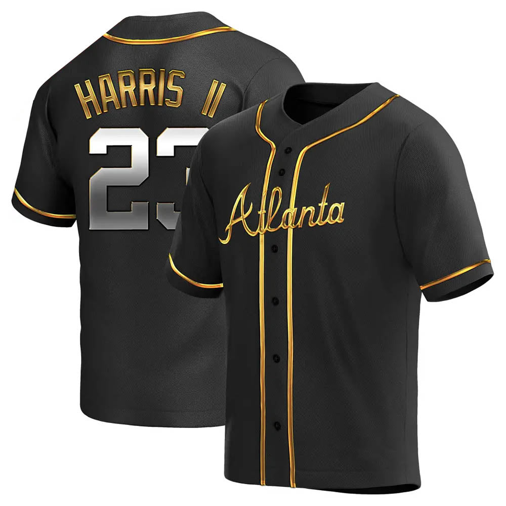 Odoa A.Braves #23 Michael Harris II player Gold Replica Black en Alternate Stitched Jerseys