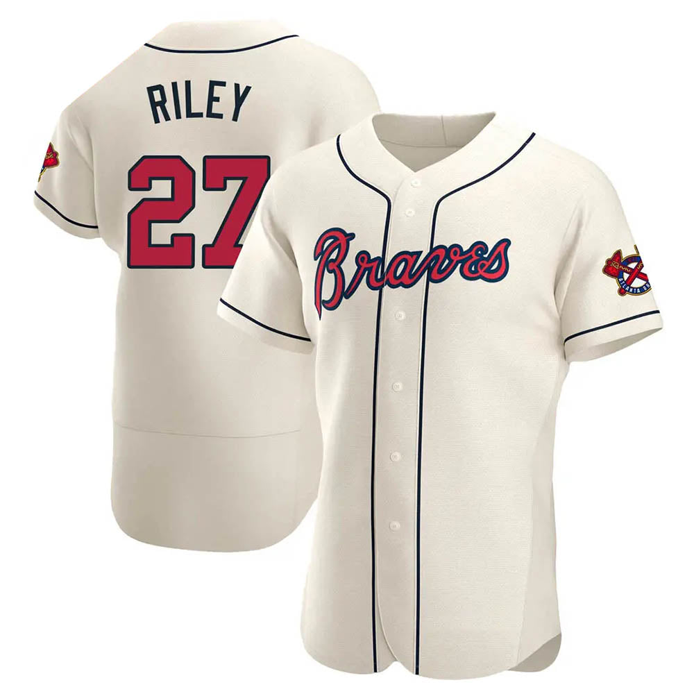 Odoa A.Braves #27 Austin Riley Player Cream Authentic Alternate Stitched Jerseys