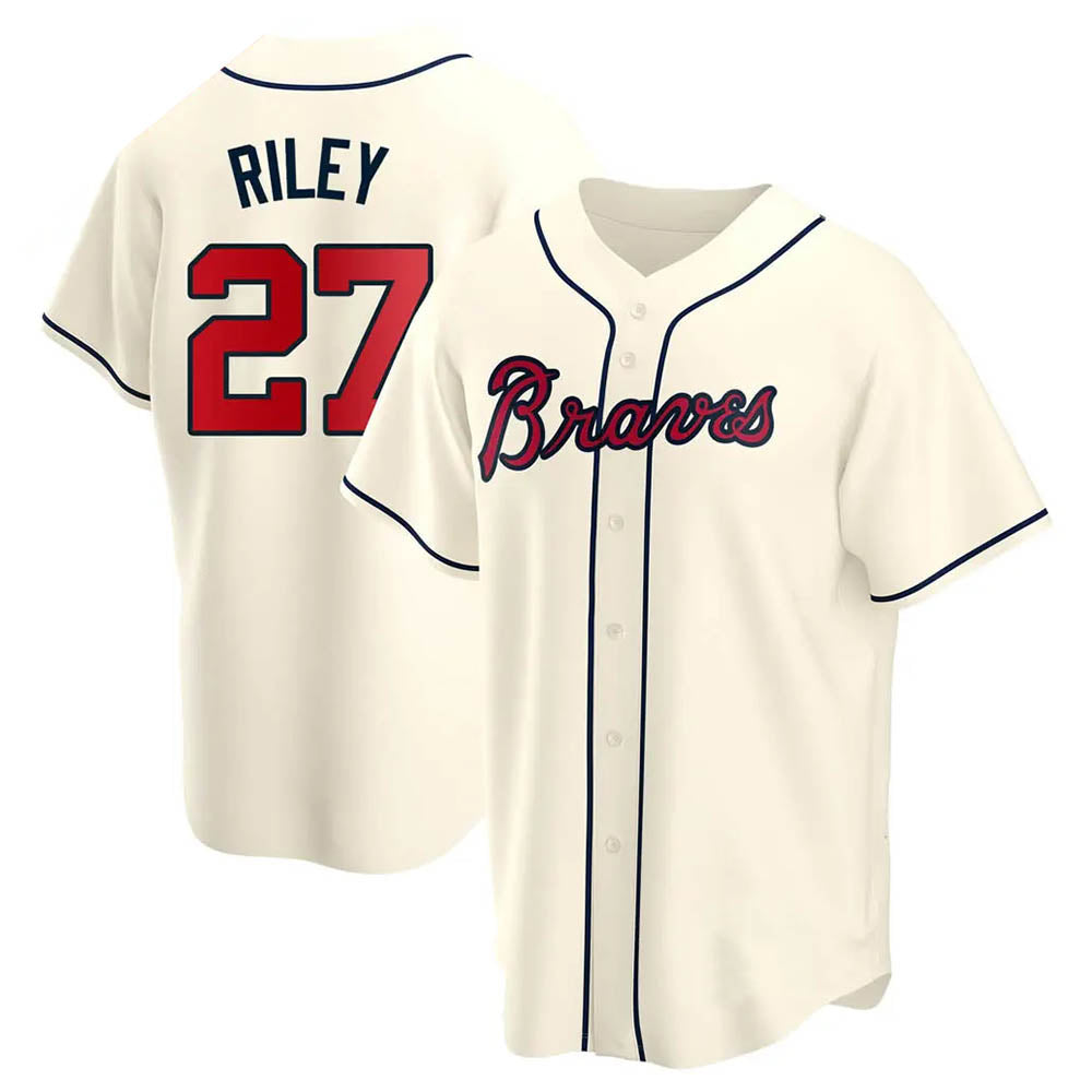 Odoa A.Braves #27 Austin Riley Player Cream Replica Alternate Stitched Jerseys