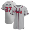 Odoa A.Braves #27 Austin Riley Player Gray Authentic Road Stitched Jerseys