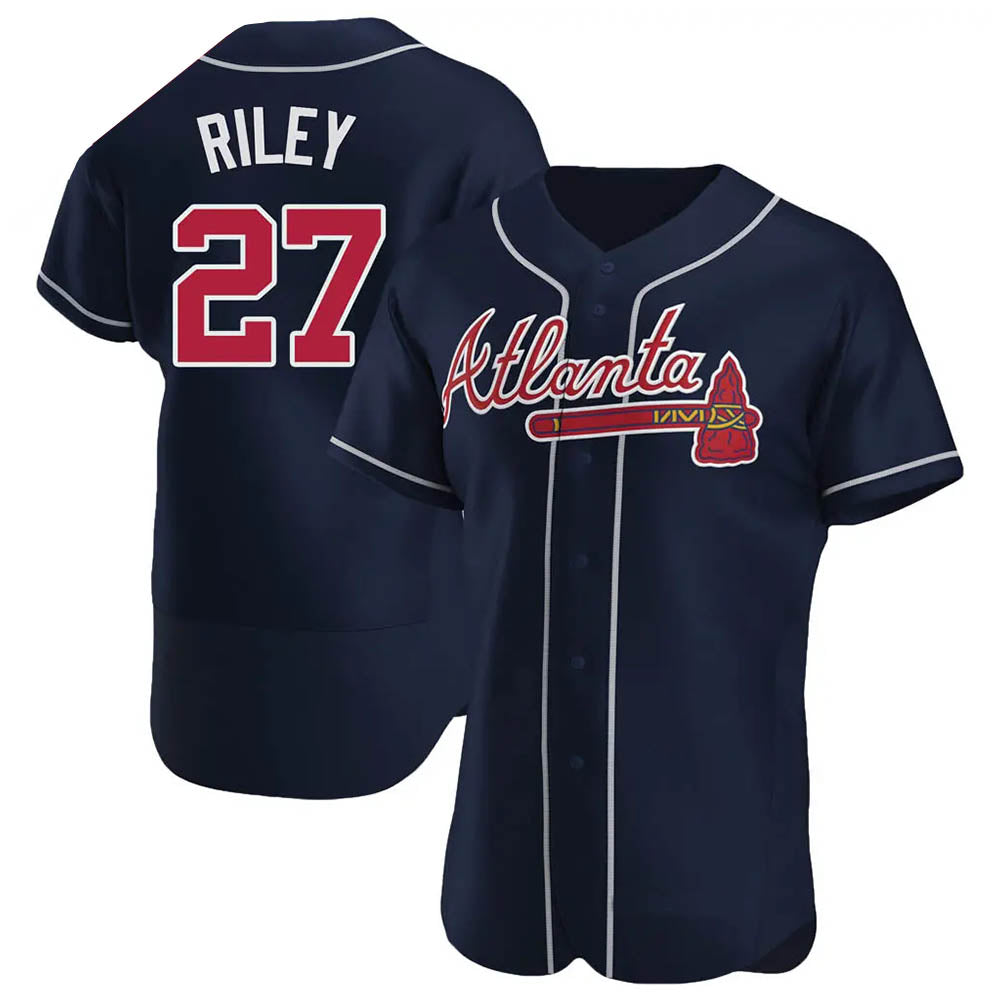 Odoa A.Braves #27 Austin Riley Player Navy Authentic Alternate Stitched Jerseys