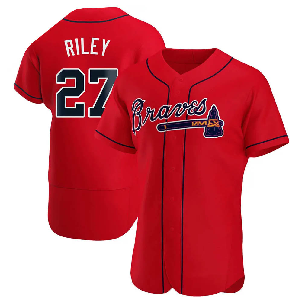 Odoa A.Braves #27 Austin Riley Player Red Authentic Alternate Stitched Jerseys
