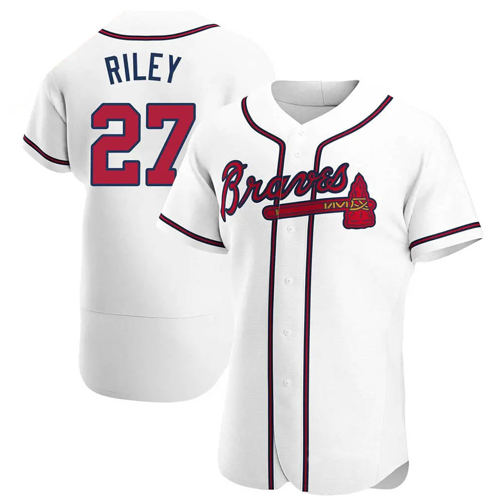 Odoa A.Braves #27 Austin Riley Player White Authentic Home Stitched Jerseys