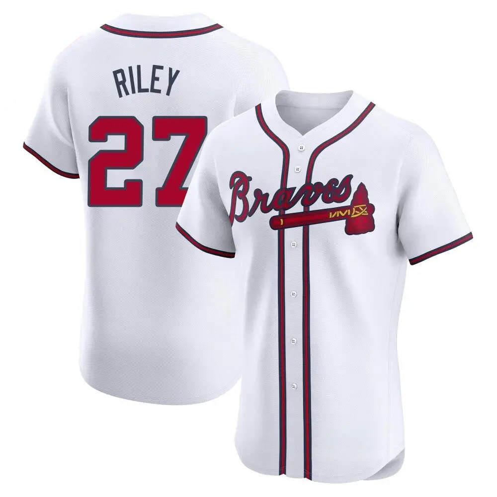 Odoa A.Braves #27 Austin Riley Player White Elite Home Stitched Jerseys