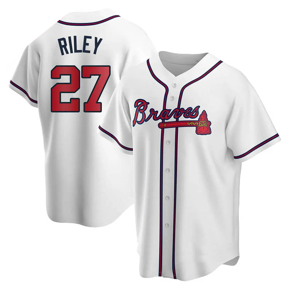Odoa A.Braves #27 Austin Riley Player White Replica Home Stitched Jerseys