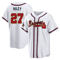 Odoa A.Braves #27 Austin Riley Player White&Gold Replica Program Stitched Jerseys