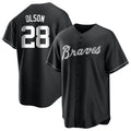 Odoa A.Braves #28 Matt Olson Player Black&White Replica Stitched Jerseys