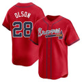 Odoa A.Braves #28 Matt Olson Player Red Limited Alternate Stitched Jerseys