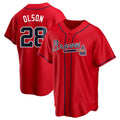 Odoa A.Braves #28 Matt Olson Player Red Replica Alternate Stitched Jerseys