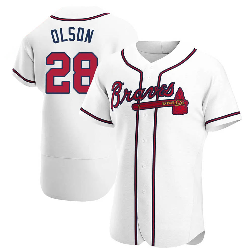 Odoa A.Braves #28 Matt Olson Player White Authentic Home Stitched Jerseys