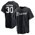 Odoa A.Braves #30 Drake Baldwin player Black&White Replica Stitched Jerseys